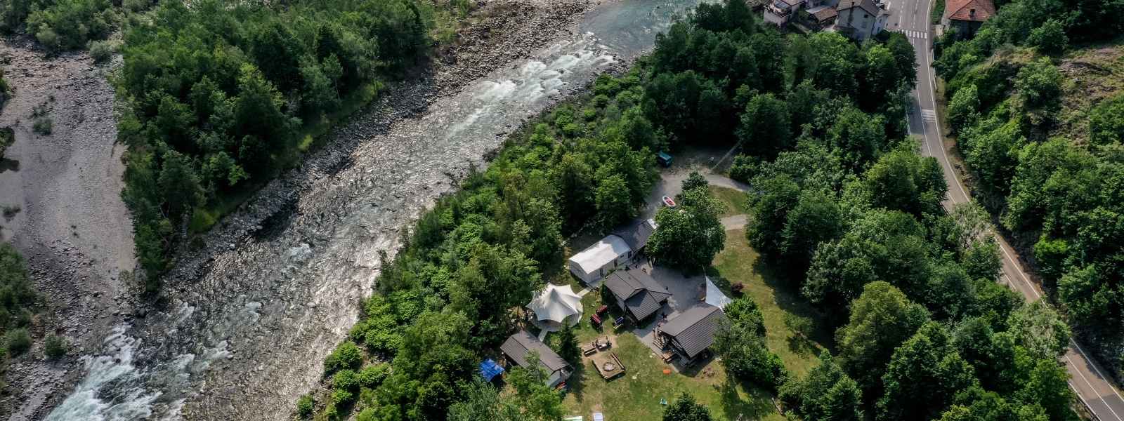 Sede di Sesia Rafting ASD fotografata dal drone